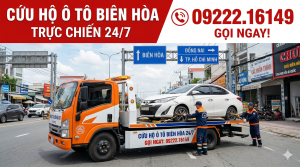Dịch vụ cứu hộ ô tô Biên Hòa chuyên nghiệp. Trực chiến tại 1754 Nguyễn Ái Quốc. Nhận cẩu kéo xe, kích bình, vá lốp tận nơi 24/24. Giá rẻ, an toàn. Gọi ngay 09222.16149.